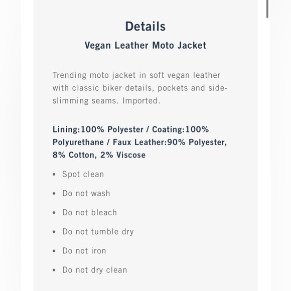 🏴☠️Abercrombie & Fitch - Vegan Leather Moto Jacket - XXS NWT! - Picture 8 of 9